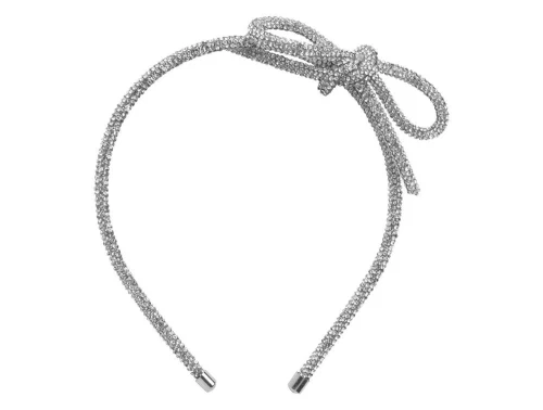 Name It sølv hårbøjle med glitter og sløjfe